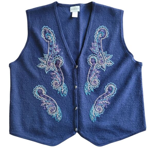 Vintage Womens Koret 100% Wool Winter/Fall Vest Size L - Picture 2 of 11